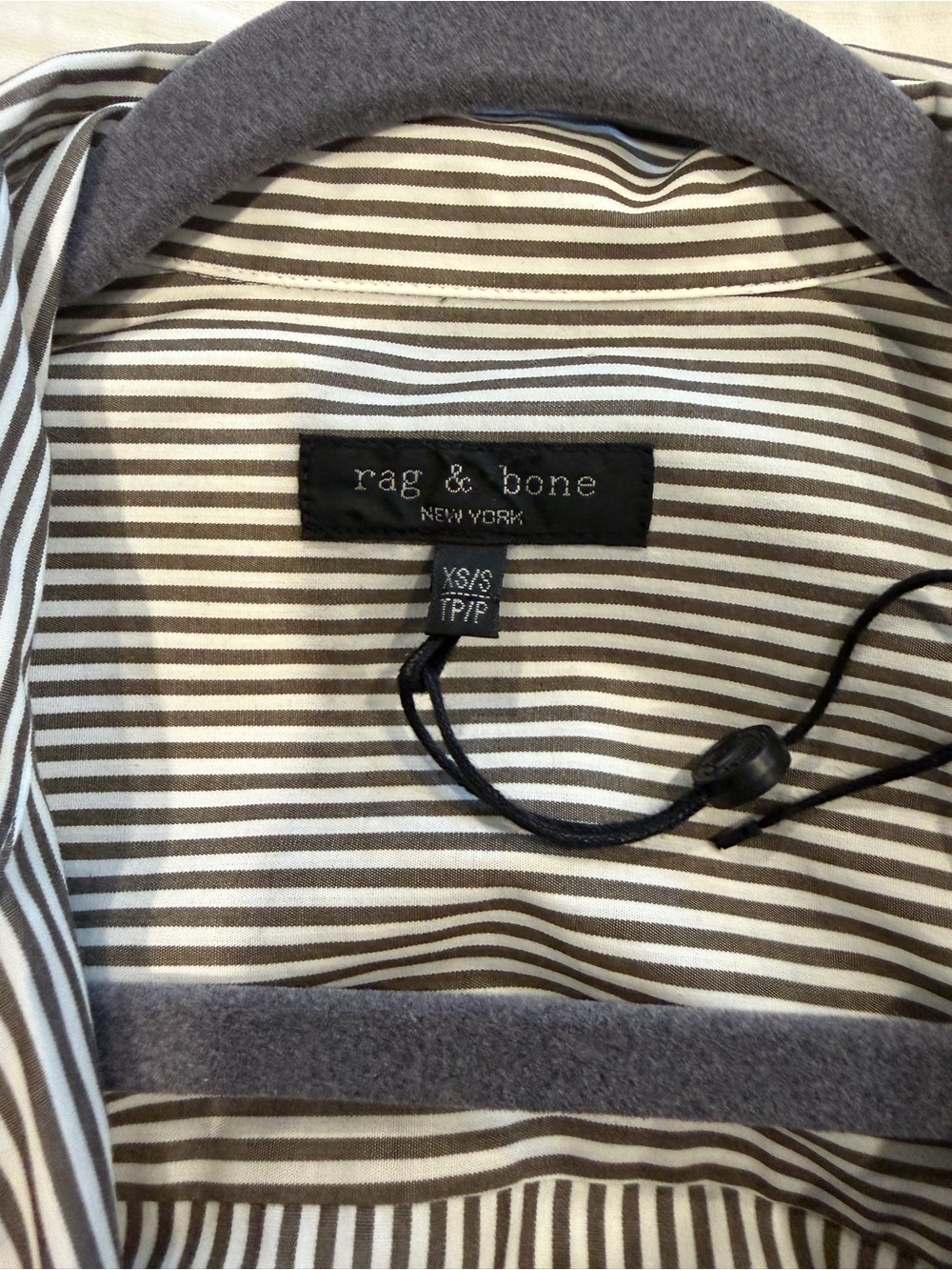 Rag & Bone Striped Button-Up Shirt - White and Brown - Picture 4 of 5